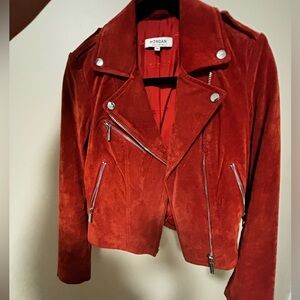 Red/burnt orange suede biker jacket